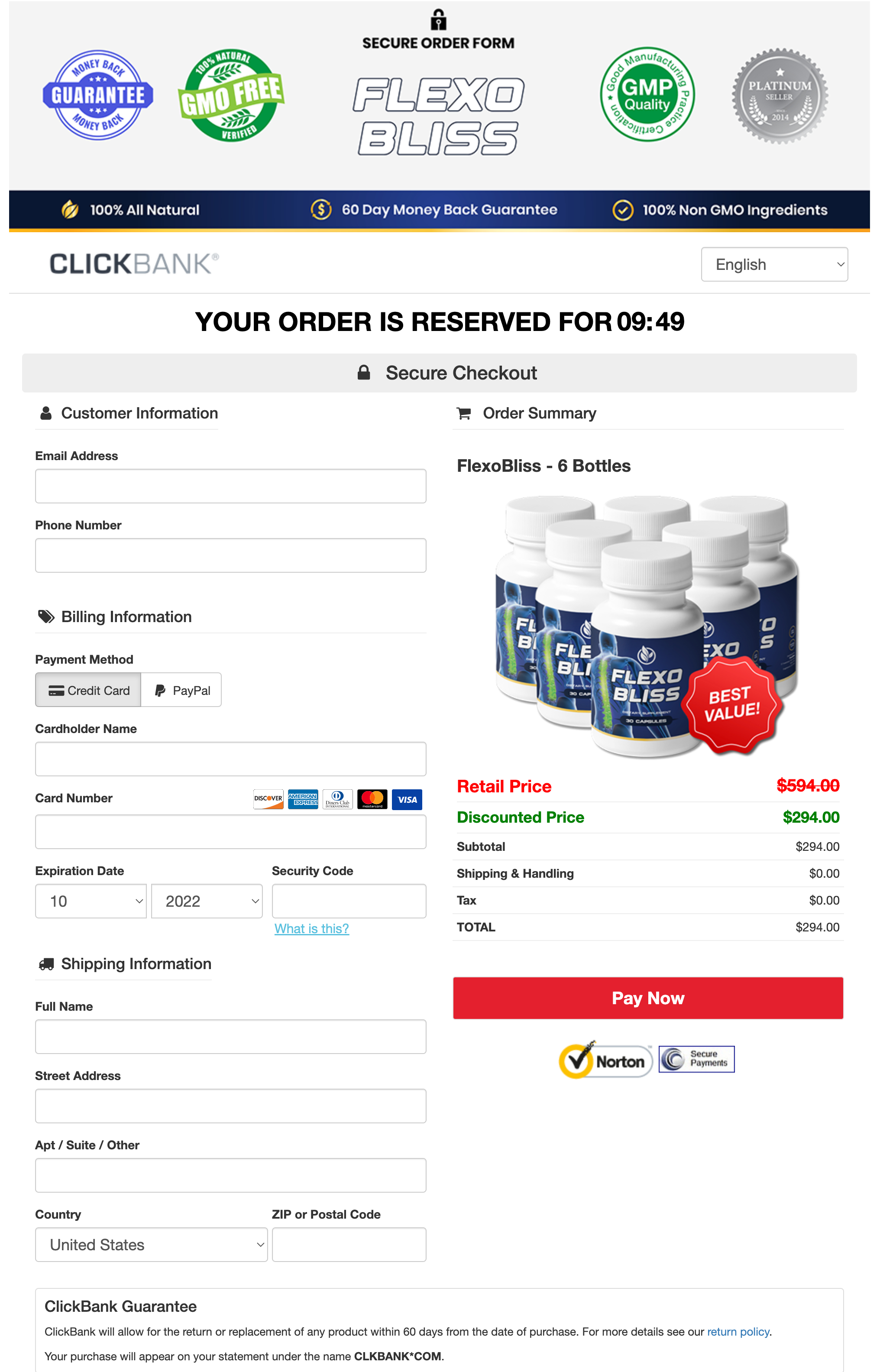 FlexoBliss - Order Page